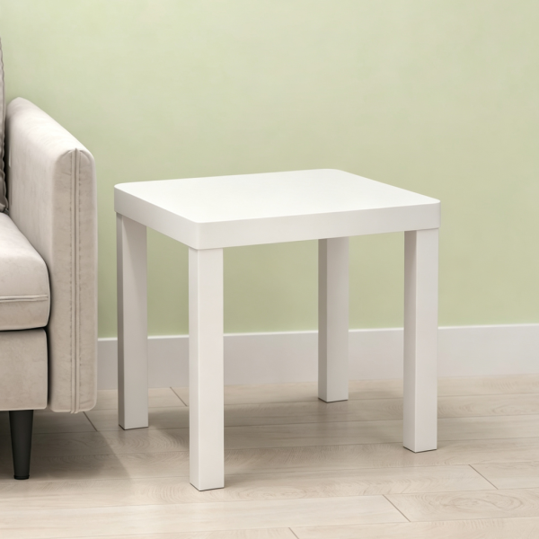 White Square Side Table for Small Spaces